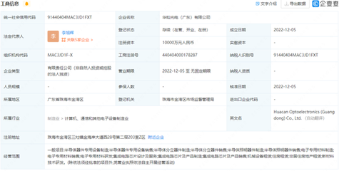 布局電子專用設備市場 華燦光電斥資1億元成立新公司，今年已設第三家子公司